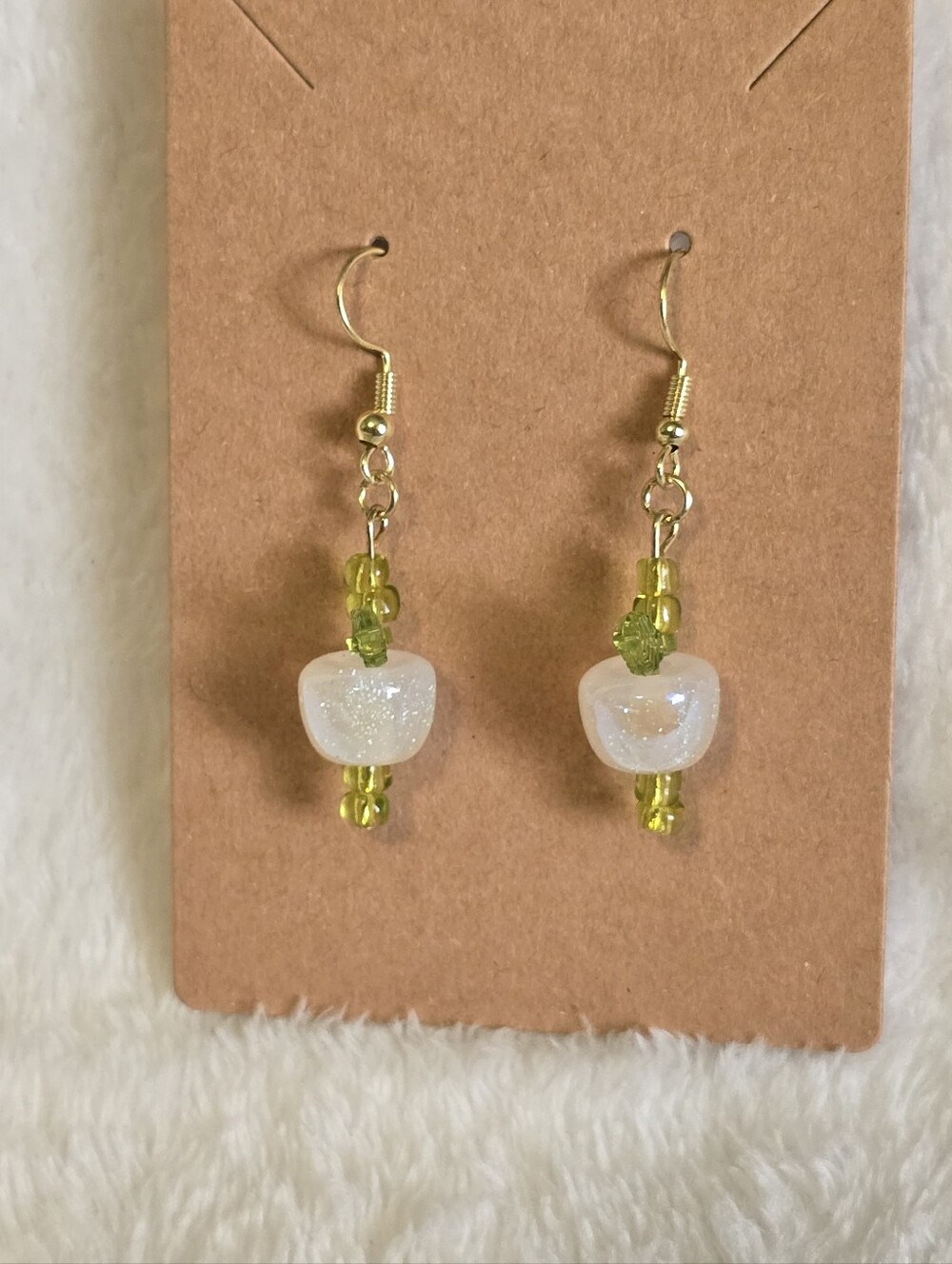 Glitter Apple Glass Dangle Earrings with Green Leaves Handmade 3 COLORS - Picture 9 of 12